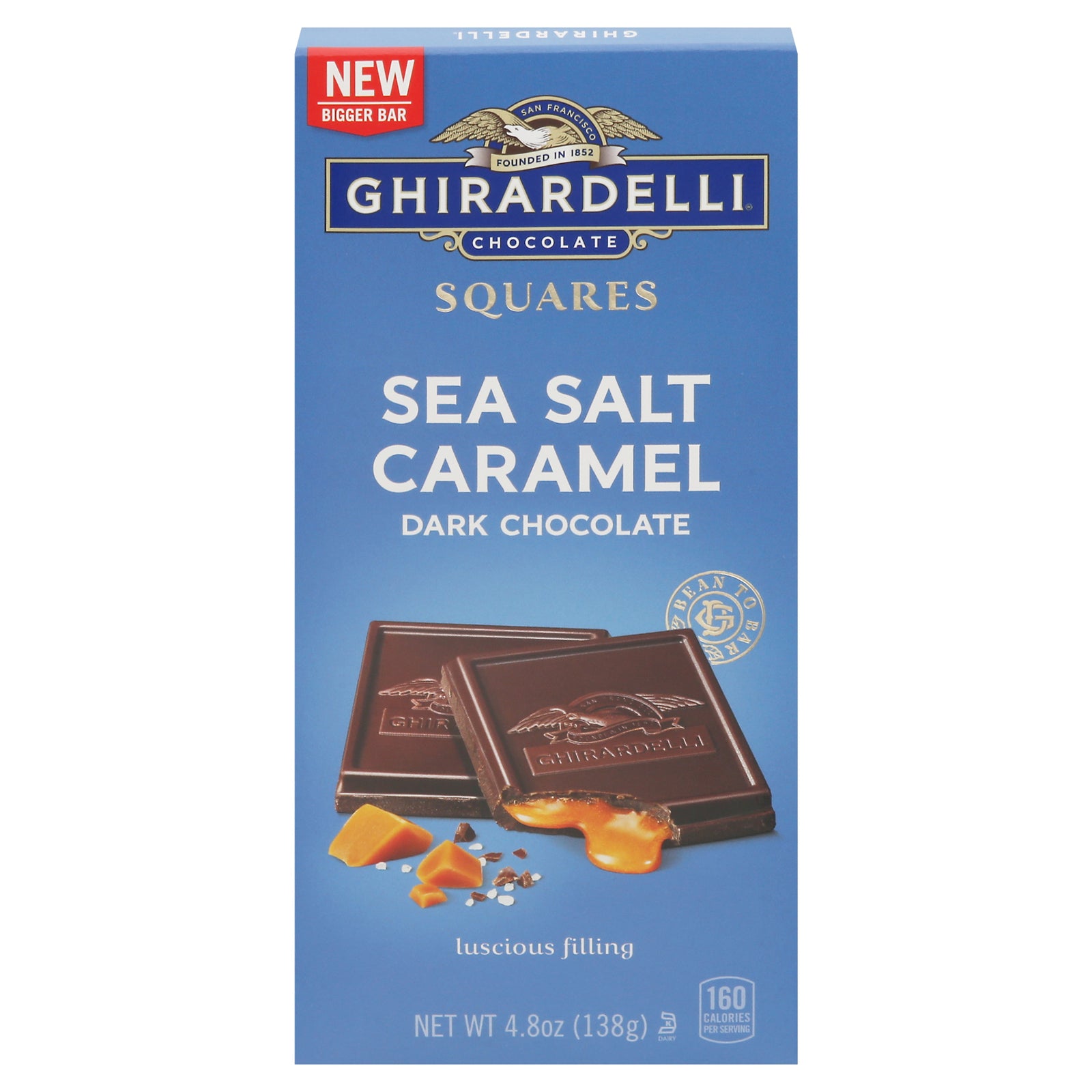 Ghirardelli Dark Chocolate Caramel Bar 4.8 Oz | Gourmet Sea Salt Caramel Treat | Case of 10