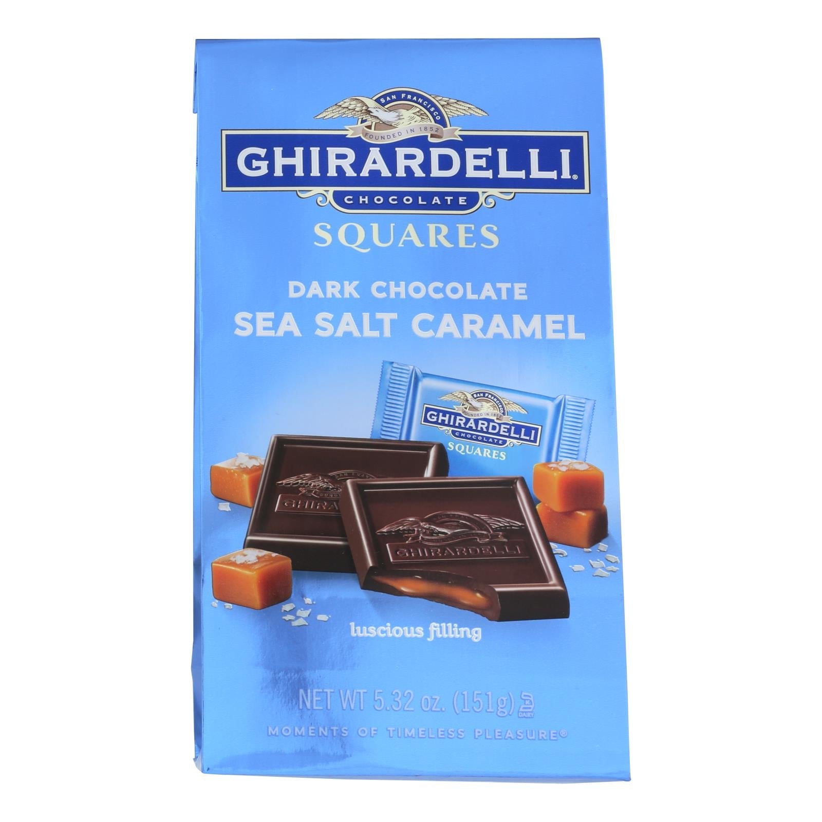 Ghirardelli Dark Chocolate Sea Salt Caramel Squares – 6 Pack of Luxurious Indulgence