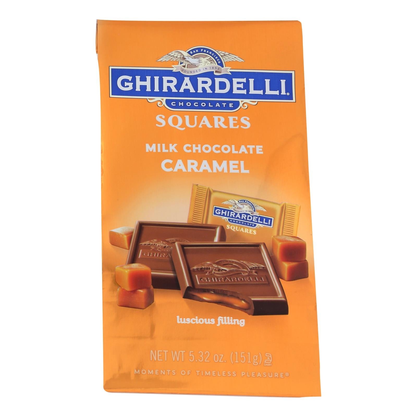 Ghirardelli Milk Chocolate Caramel Squares, 6 Bags, Premium Kosher-Dairy Indulgence