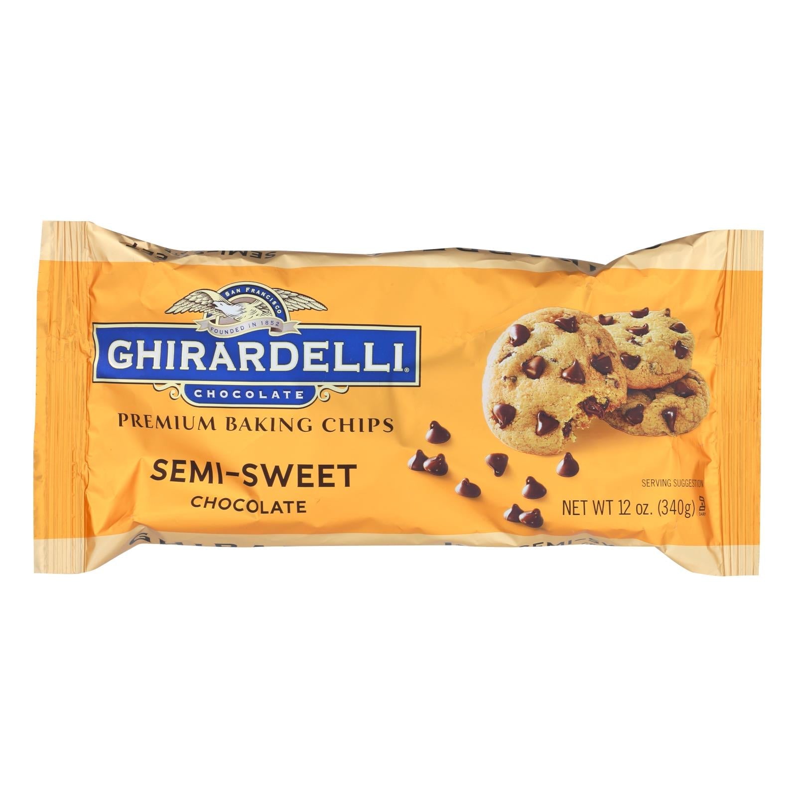 Ghirardelli Semi-Sweet Baking Chips 12 Oz Case of 12 - Perfect for Cookies and Desserts