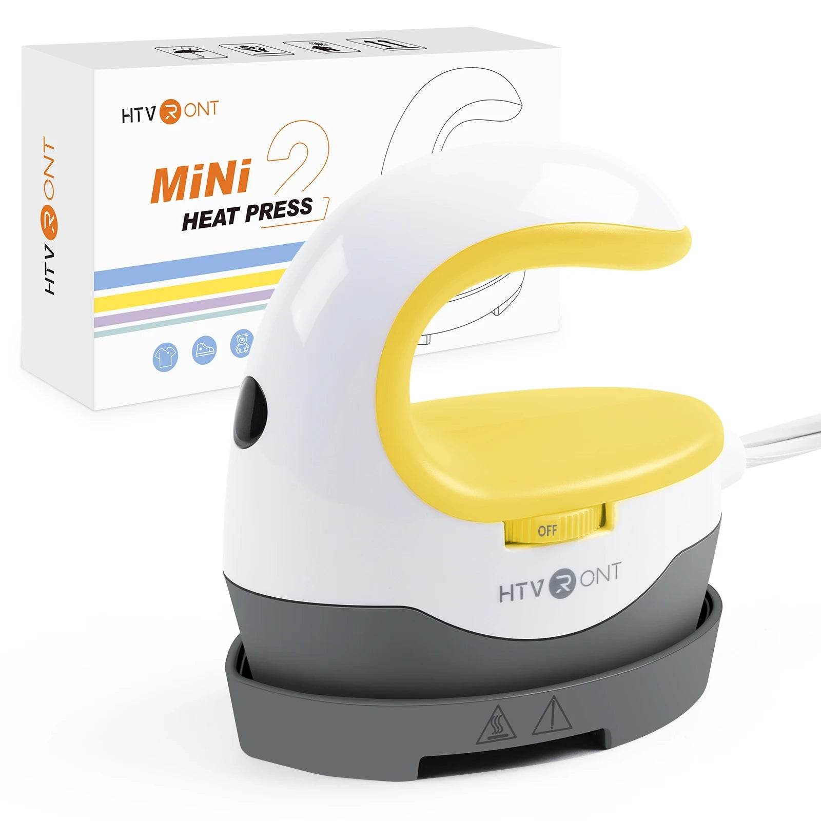 HTVRONT 2nd Gen Portable Mini Heat Press Machine - Auto Heating for DIY Projects on Clothes, Bags & More