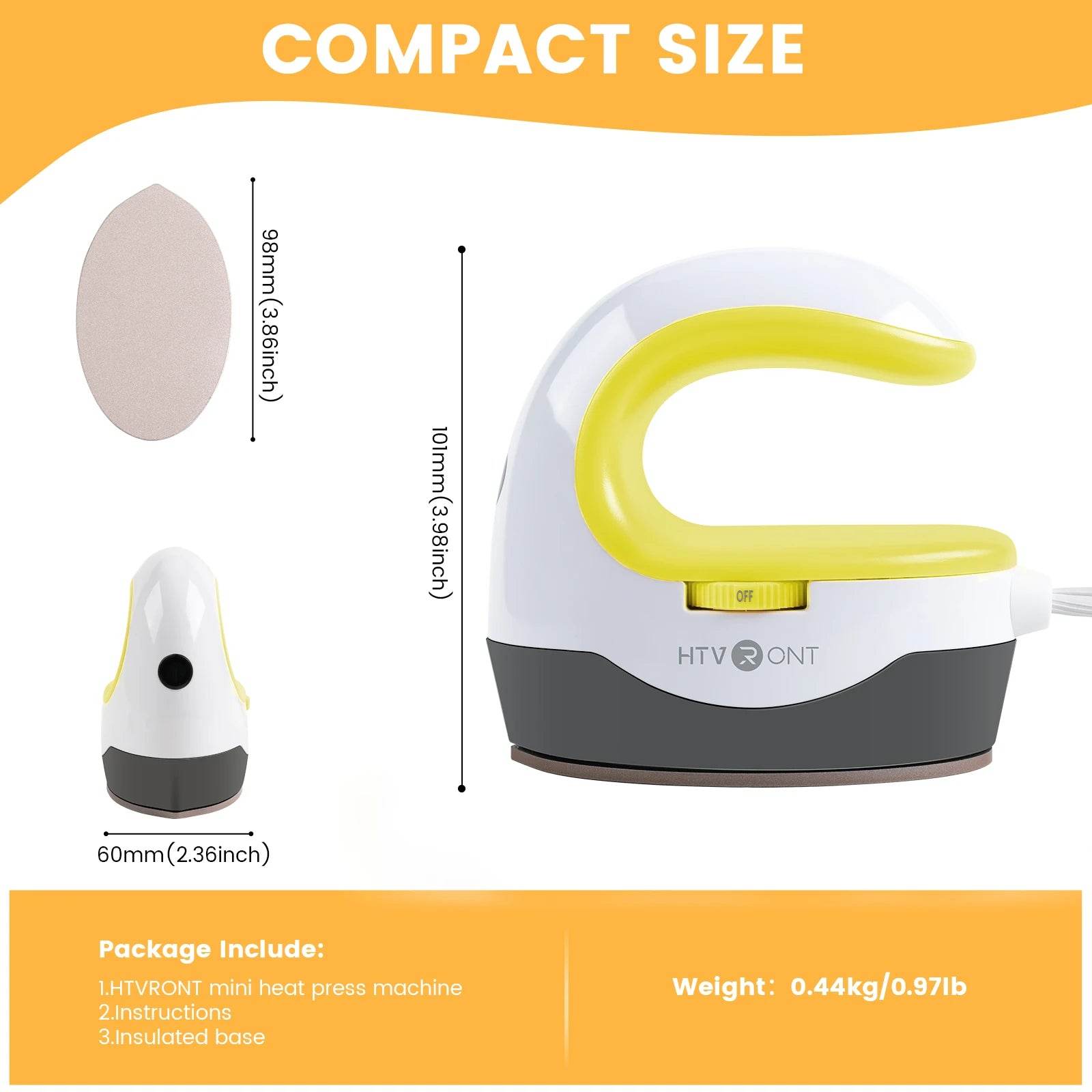 HTVRONT 2nd Gen Portable Mini Heat Press Machine for Easy DIY Heat Transfers on Clothing & Accessories