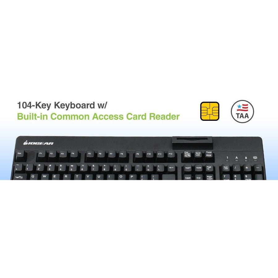IOGEAR 104 - Key CAC Keyboard with Integrated Smart Card Reader, TAA - Compliant USB Security - Store 42