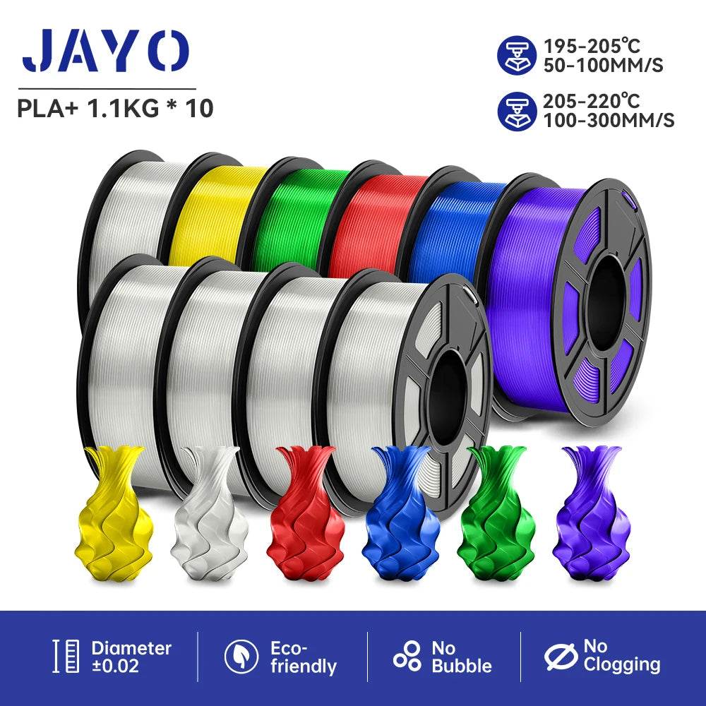 JAYO 1.75mm Transparent PETG PLA Filament - 10 Rolls of Clear Multicolor for Vibrant 3D Printing PLA PLUS 5TP 5TPMIX United States