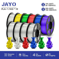JAYO 1.75mm Transparent PETG PLA Filament - 10 Rolls of Clear Multicolor for Vibrant 3D Printing PLA PLUS 5TP 5TPMIX United States