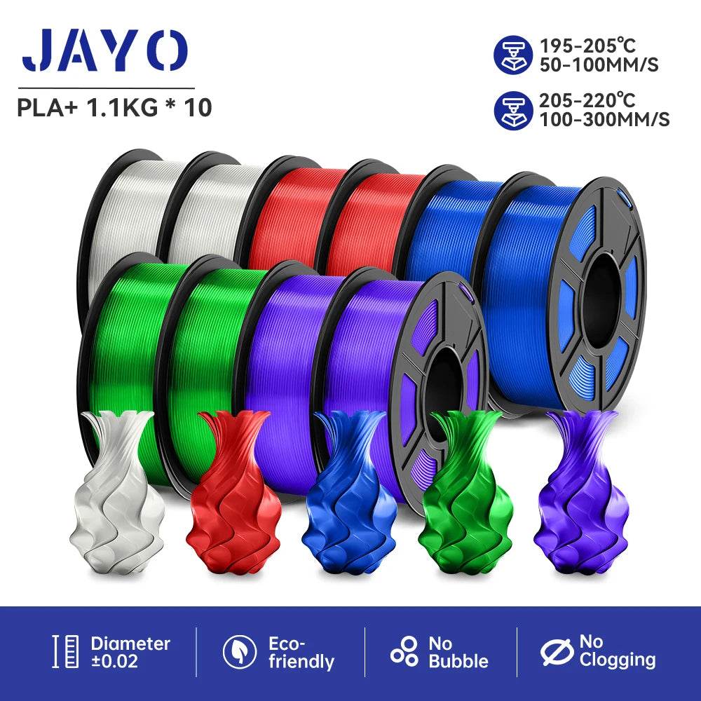 JAYO 1.75mm Transparent PETG PLA Filament - 10 Rolls of Clear Multicolor for Vibrant 3D Printing PLA PLUS 10TPMIX01 United States