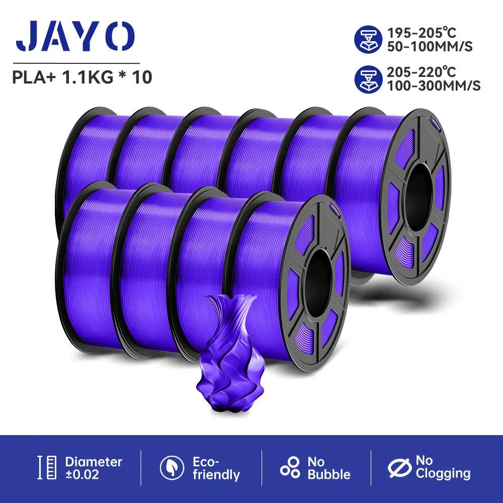 JAYO 1.75mm Transparent PETG PLA Filament - 10 Rolls of Clear Multicolor for Vibrant 3D Printing PLA PLUS 10TPPP United States