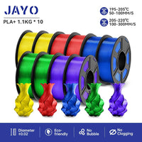 JAYO 1.75mm Transparent PETG PLA Filament - 10 Rolls of Clear Multicolor for Vibrant 3D Printing PLA PLUS 10TPMIX02 United States