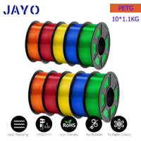 JAYO 1.75mm Transparent PETG PLA Filament - 10 Rolls of Clear Multicolor for Vibrant 3D Printing PETG-10TPMIX United States