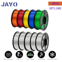 JAYO 1.75mm Transparent PETG PLA Filament - 10 Rolls of Clear Multicolor for Vibrant 3D Printing PETG-5TP 5TPMIX United States
