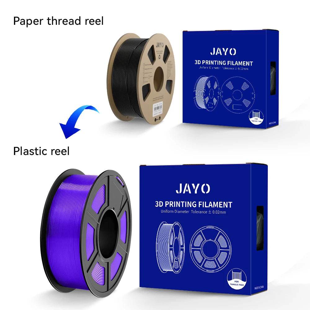 JAYO 1.75mm Transparent PETG PLA Filament - 10 Rolls of Clear Multicolor for Vibrant 3D Printing
