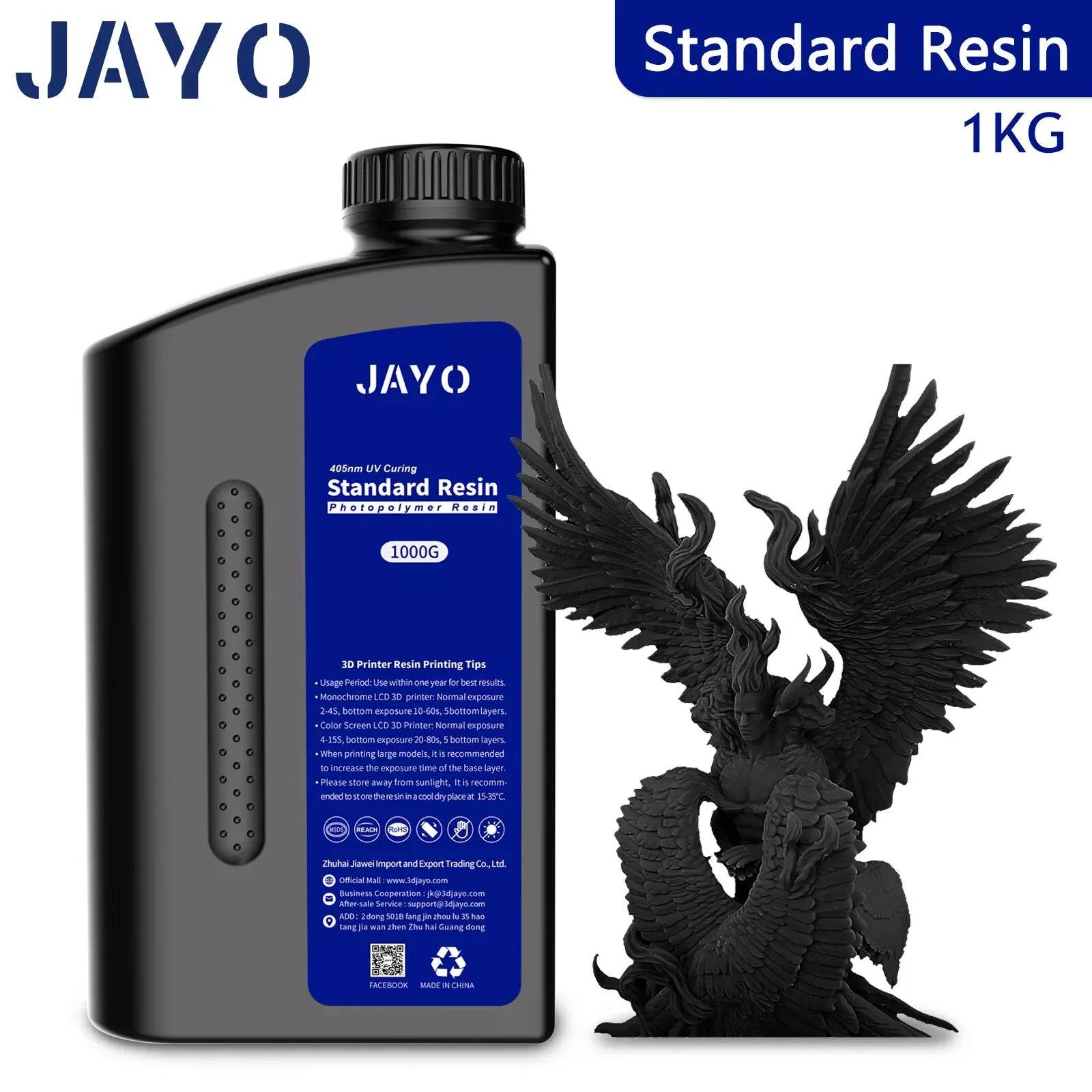 JAYO 3D Printer Resin - ABS-Like, Water Washable, 395-405nm, Durable High-Detail Prints Standard BK United States