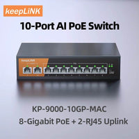 KeepLiNK 10-Port Gigabit Ethernet Switch with 8 PoE Ports & 2 Uplink RJ45 Ports - Unmanaged & Plug-and-Play 10 Port Switch United States
