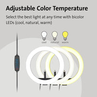 Kensington L1000 Bicolor Ring Light with Webcam Mount - 930 Lumens, Adjustable Brightness & 360-Degree Rotation
