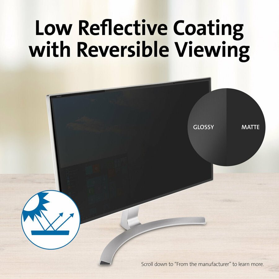 Kensington MagPro MagStrip Privacy Screen - Magnetic, Blue Light Filtering, Reversible Design