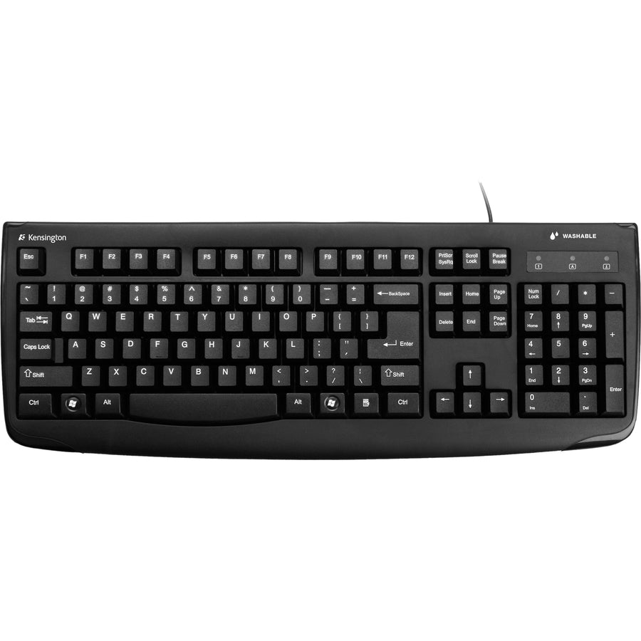 Kensington Pro Fit Washable Keyboard - Antimicrobial, Waterproof & Cable Connectivity, Black