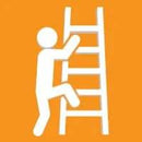 Iconic image representing ladder safety training featuring a person climbing a ladder, part of the OSHA Compliant Online Ladder Safety Training Course by Transform 42, designed to enhance workplace safety standards and reduce fall risks.