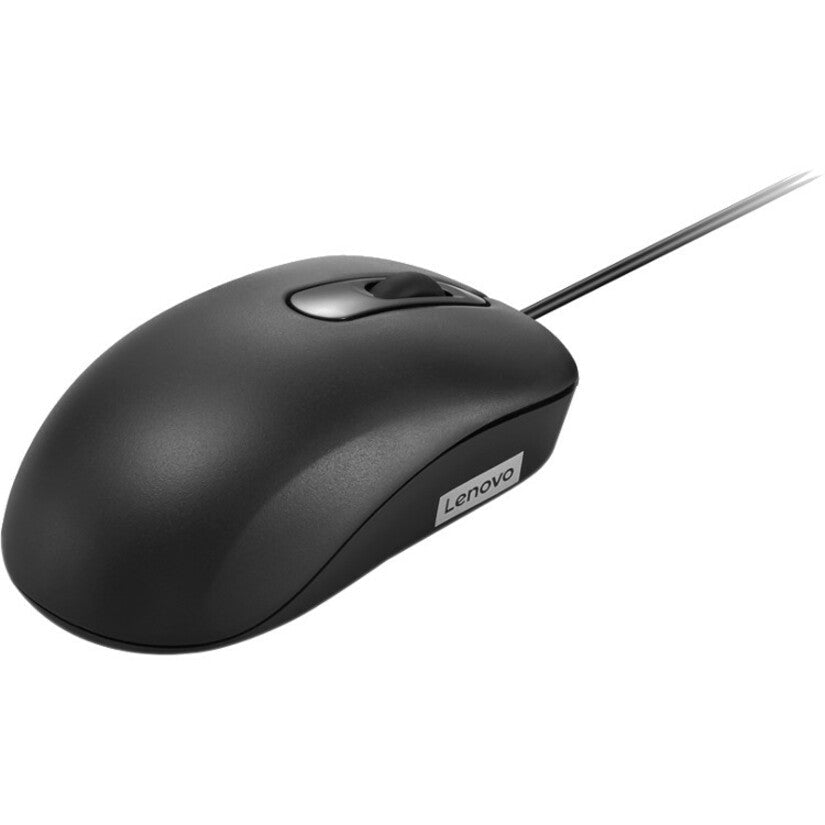 Lenovo Basic Wired Mouse 1000 DPI – Ambidextrous Design, Easy Plug and Play, Sleek Black Finish