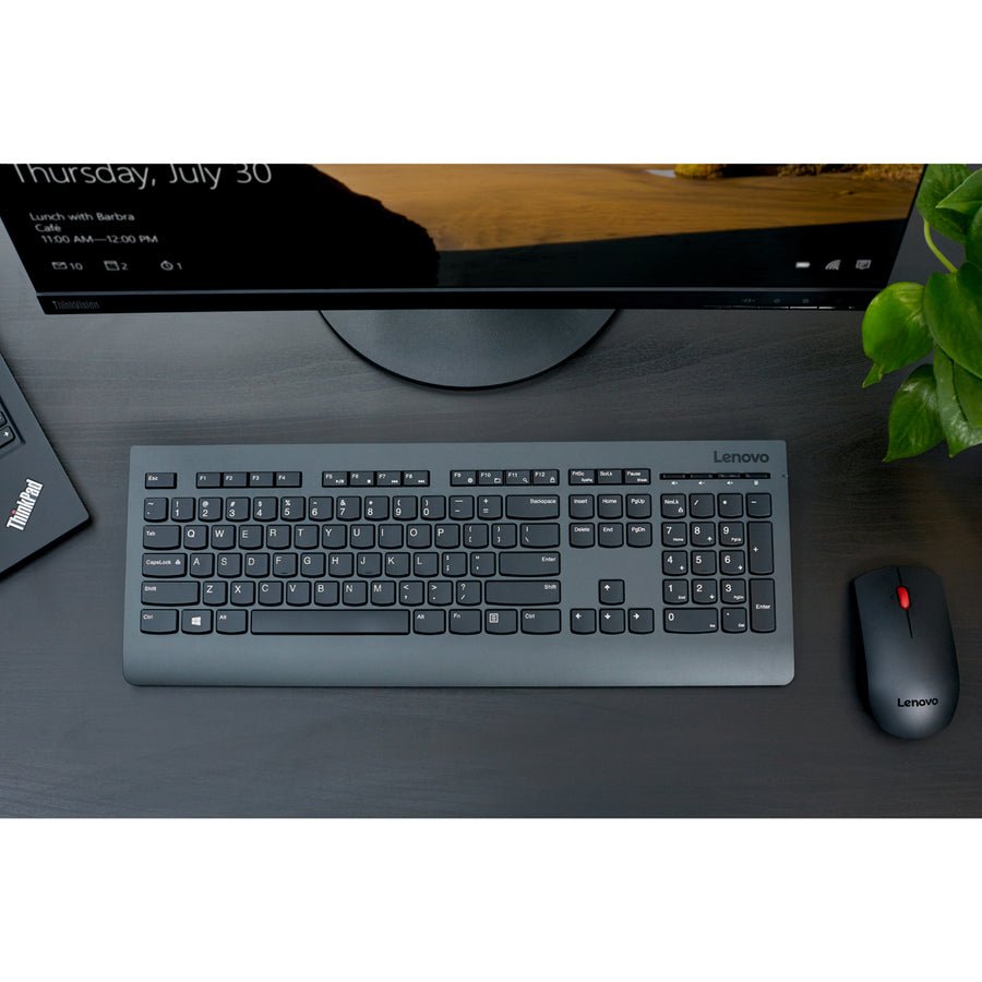 Lenovo Professional Wireless Keyboard and Mouse Combo | Black | Slim Ergonomic Design | Quiet Keys