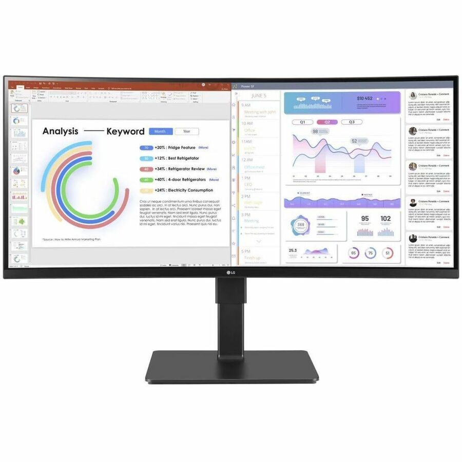 LG 34" UltraWide QHD Monitor 34BQ77QEB | IPS, HDR10, USB Type - C, Ergonomic Design - Store 42