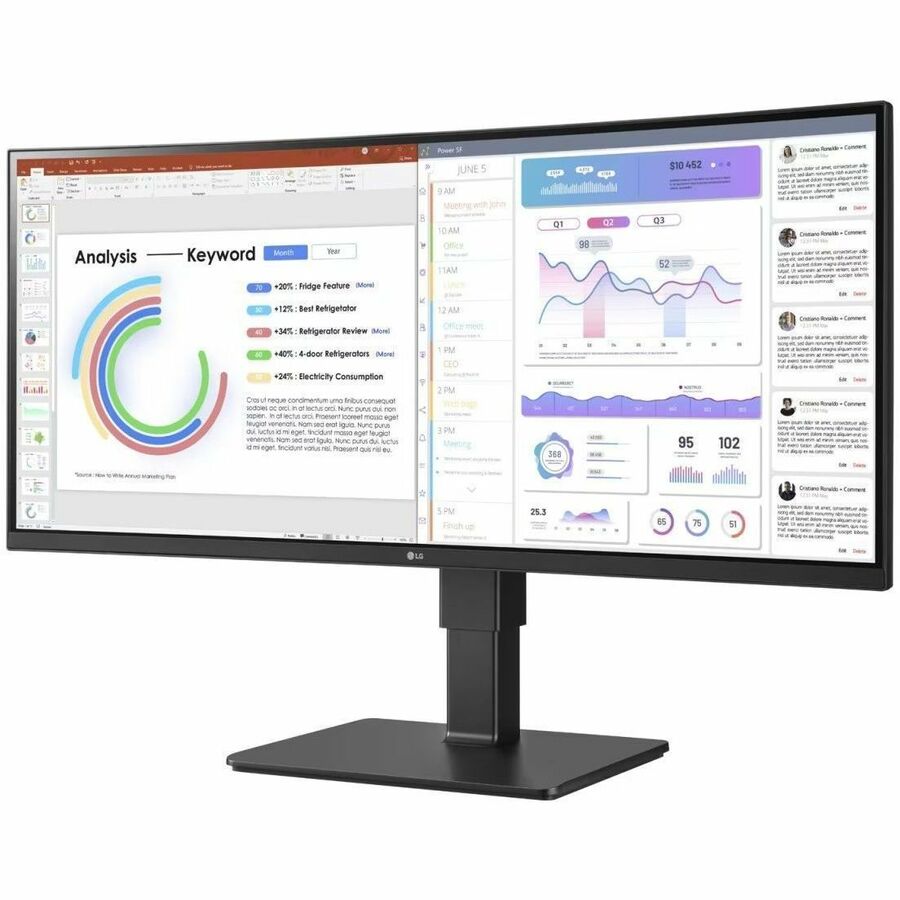 LG 34" UltraWide QHD Monitor 34BQ77QEB | IPS, HDR10, USB Type-C, Ergonomic Design