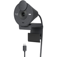 Logitech Brio 300 Webcam - 2MP 1080P 30FPS with Auto Light Correction & Noise-Reducing Mic, USB-C