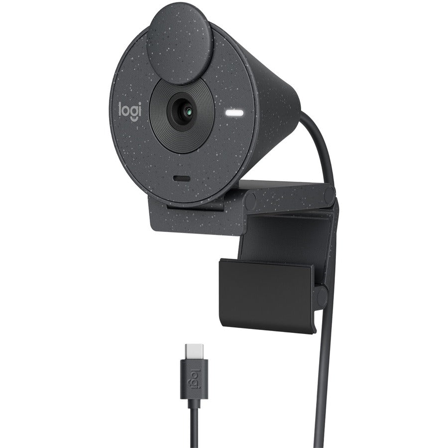 Logitech Brio 300 Webcam - 2MP 1080P 30FPS with Auto Light Correction & Noise-Reducing Mic, USB-C