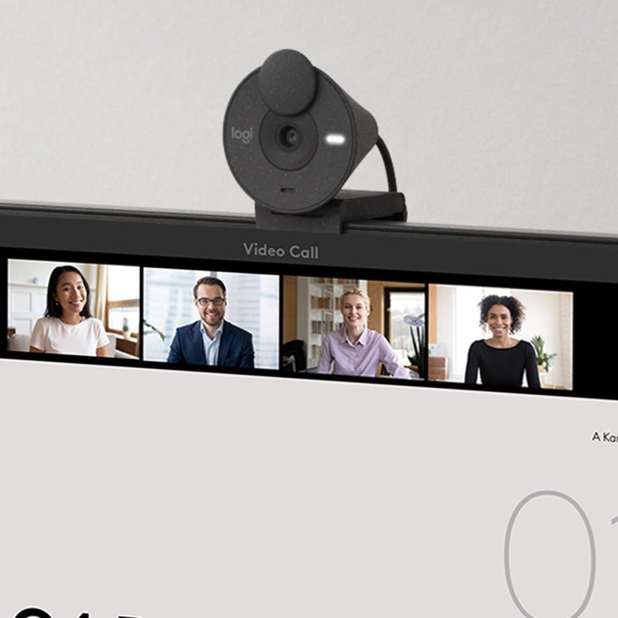 Logitech Brio 300 Webcam - 2MP 1080P 30FPS with Auto Light Correction & Noise-Reducing Mic, USB-C