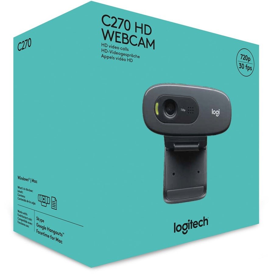 Logitech C270 HD 720p Webcam with Noise Reduction Mic and Automatic Light Correction