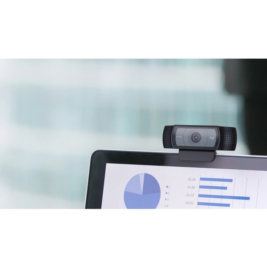 Logitech C920e HD Webcam 1080p 30fps with Dual Microphones & Adjustable Clip, USB Type A