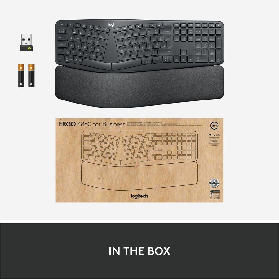 Logitech Ergo K860 Wireless Ergonomic Split Keyboard with Adjustable Palm Lift & Secure Connection - Store 42