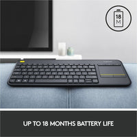 Logitech K400 Plus Wireless Keyboard with Touchpad - 33ft Range, Spill - Resistant, Multi - Device Compatibility - Store 42