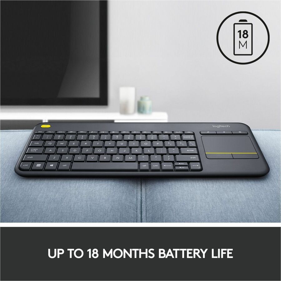 Logitech K400 Plus Wireless Keyboard with Touchpad - 33ft Range, Spill - Resistant, Multi - Device Compatibility - Store 42
