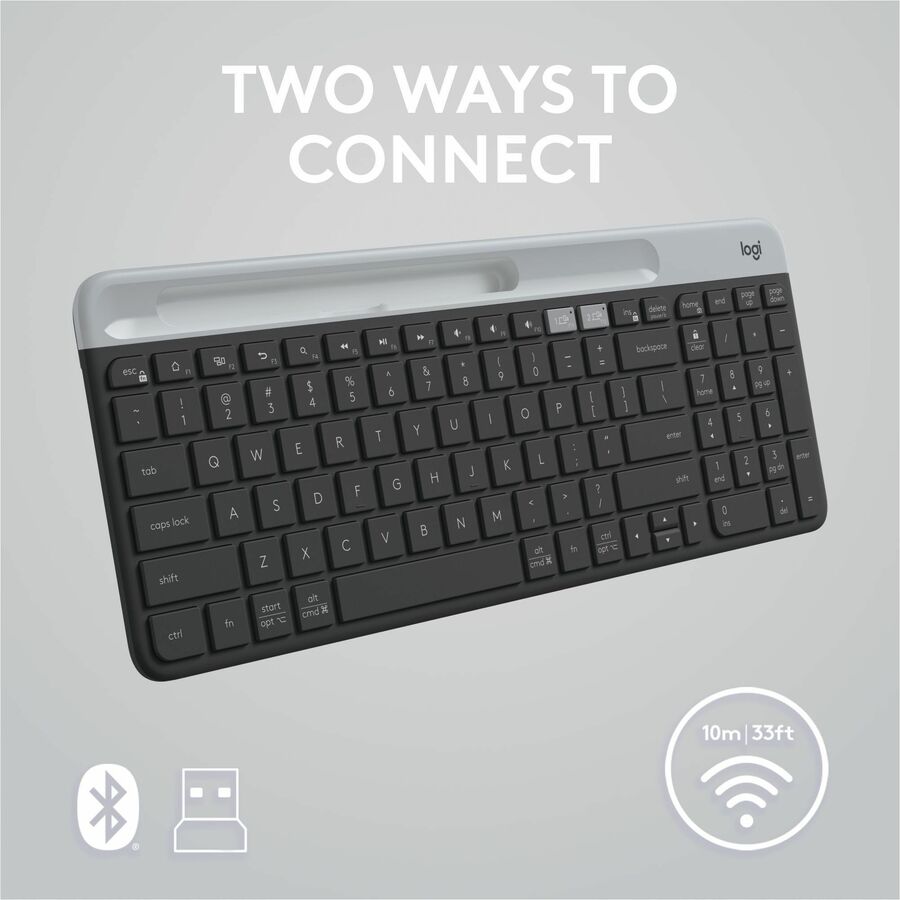 Logitech K585 Multi - Device Slim Keyboard - Ultra - Thin, Quiet Keys & Phone Cradle for Seamless Workflow - Store 42