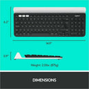 Logitech K780 Multi-Device Wireless Keyboard - Bluetooth & 2.4G USB, Slim Ergonomic Design