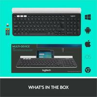 Logitech K780 Multi-Device Wireless Keyboard - Bluetooth & 2.4G USB, Slim Ergonomic Design