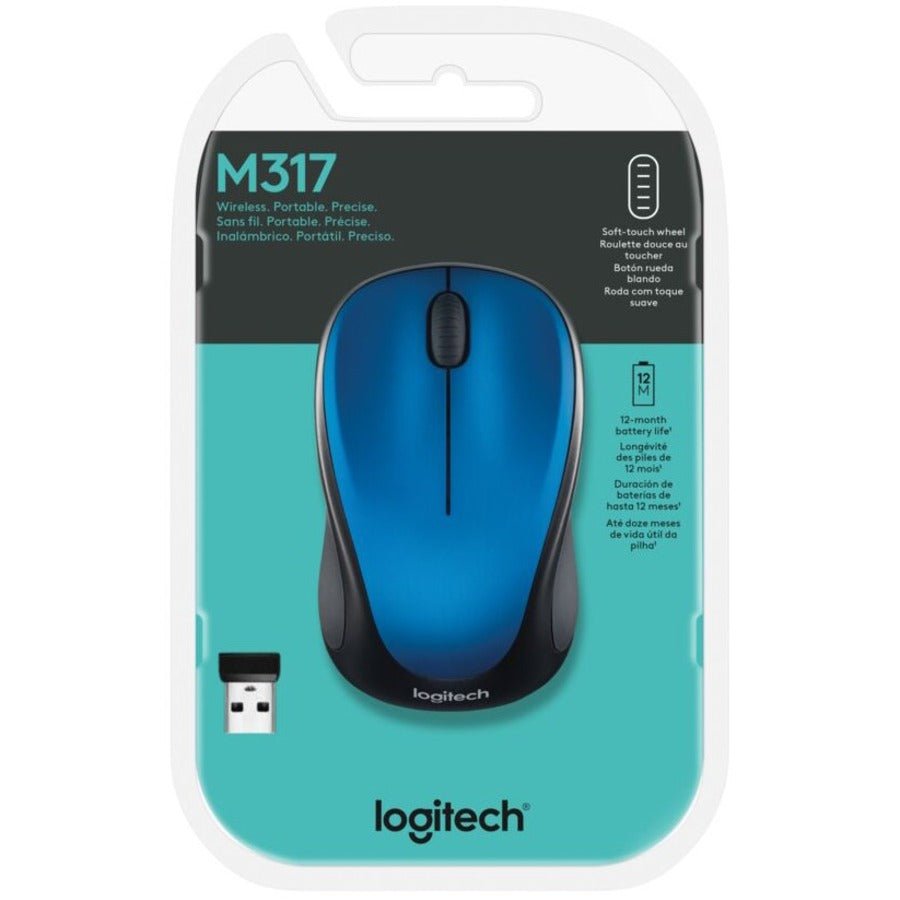 Logitech M317 Wireless Mouse - 2.4GHz USB, 1 Year Battery Life, Comfortable SteelBlue Design