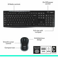 Logitech MK270 Wireless Keyboard and Mouse Combo - 2.4GHz, Hotkeys, Spill - Resistant Design - Store 42
