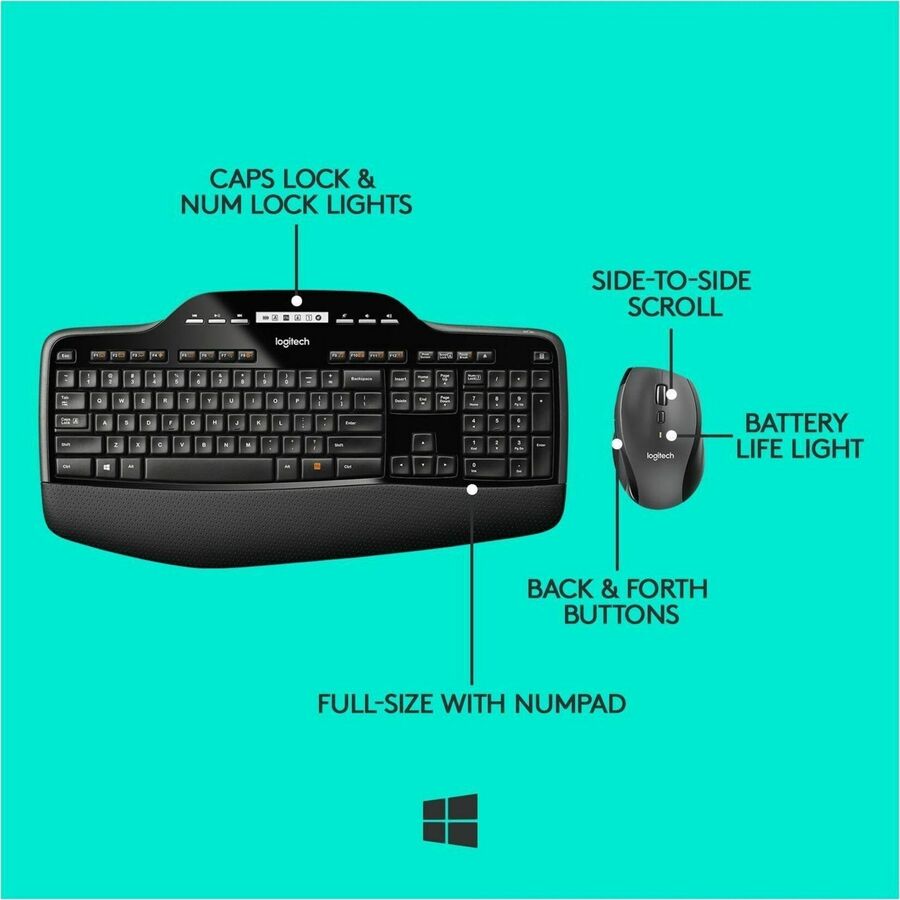 Logitech MK710 Wireless Keyboard & Mouse Set | 2.4GHz | 3 - Year Battery Life | Black - Store 42