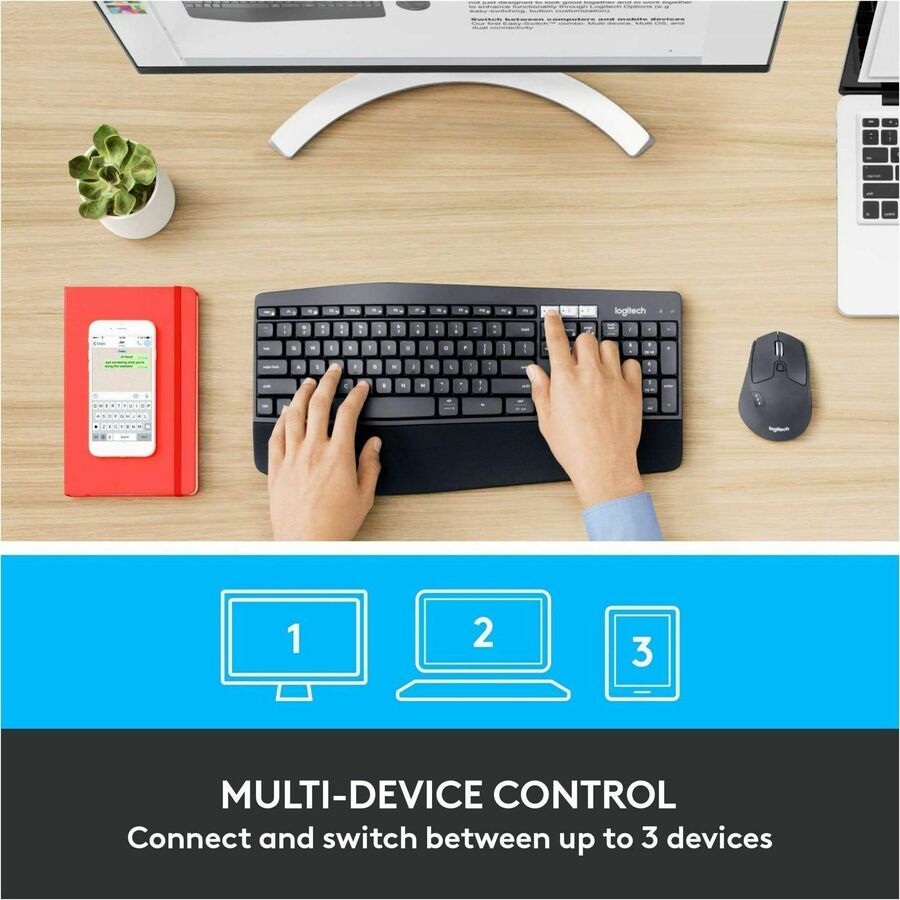 Logitech MK850 Wireless Keyboard And Mouse Combo - Ultimate Comfort, Multi-Device Connectivity