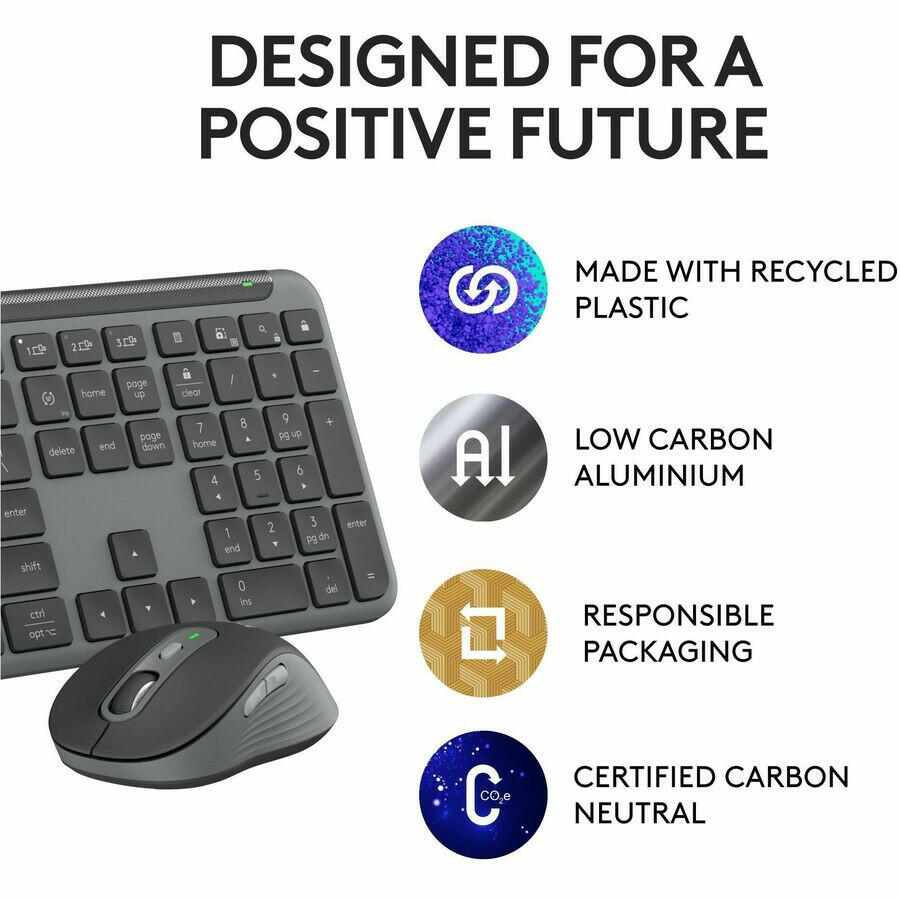 Logitech MK955 Wireless Keyboard And Mouse Combo - Quiet Operation, Multi-Device, Eco-Friendly