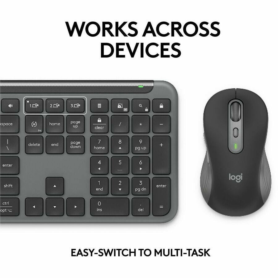 Logitech MK955 Wireless Keyboard And Mouse Combo - Quiet Operation, Multi-Device, Eco-Friendly