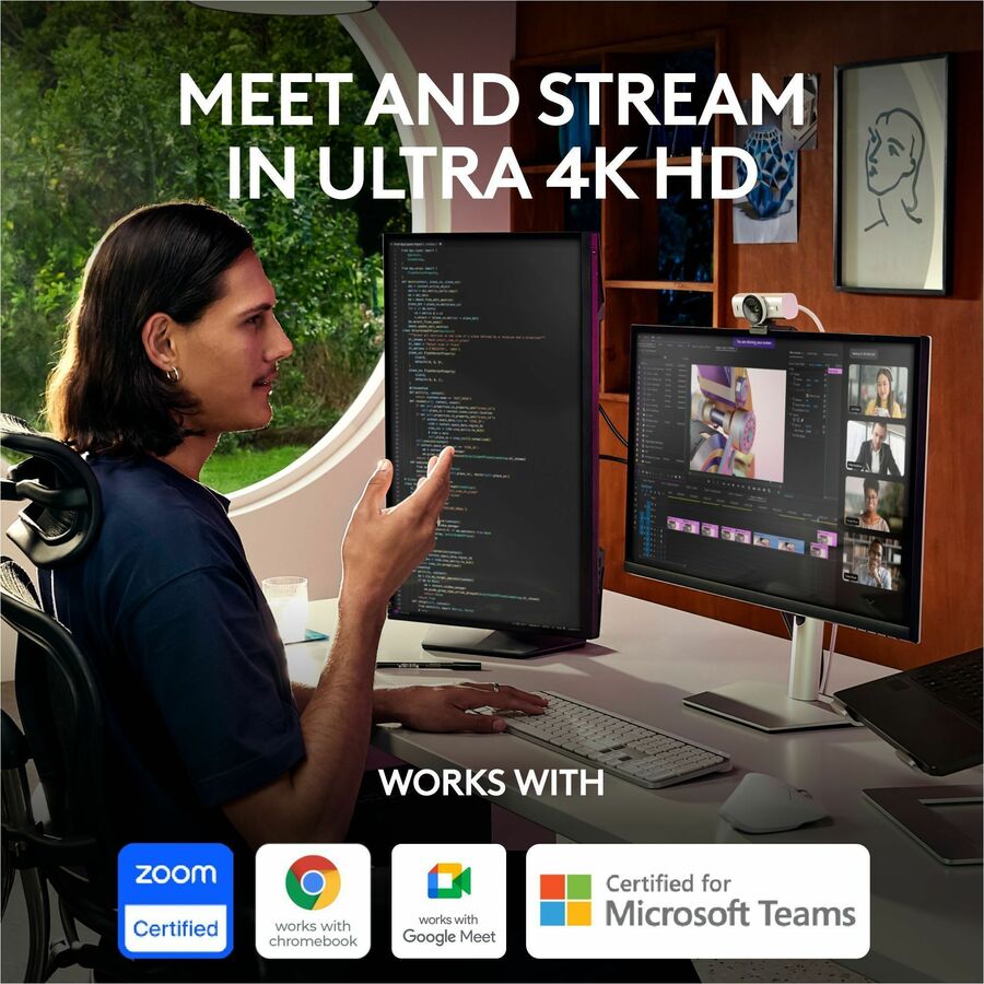 Logitech MX Brio 4K HD Webcam With 1080p60 Dual Mics, AI-Enhanced Image Quality & Show Mode
