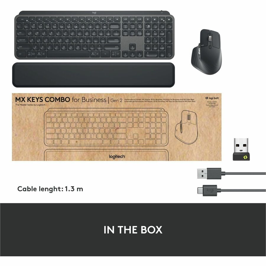 Logitech MX Keys Combo: Wireless Keyboard & Mouse with Quiet Click, Backlit Keys & Enterprise Security - Store 42