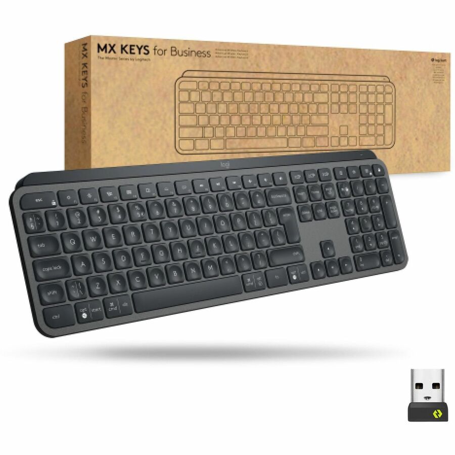 Logitech MX Keys for Business Wireless Keyboard - Backlit, Multi-Device, USB-C Rechargeable, Ergonomic Design