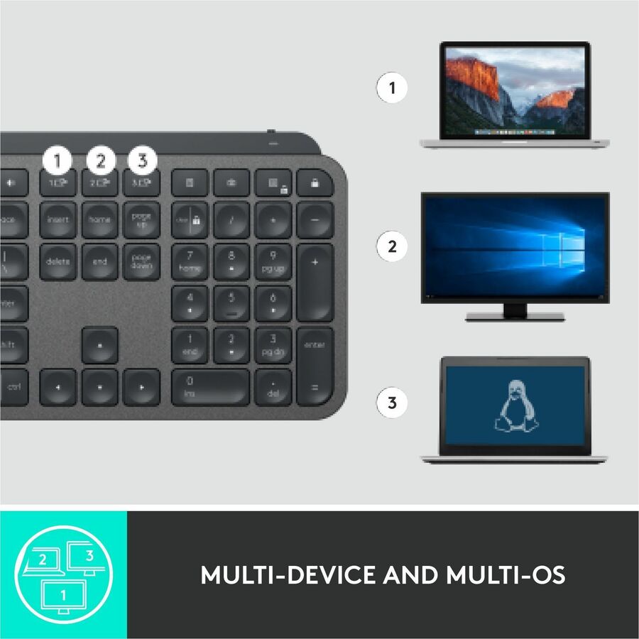 Logitech MX Keys for Business Wireless Keyboard - Backlit, Multi - Device, USB - C Rechargeable, Ergonomic Design - Store 42