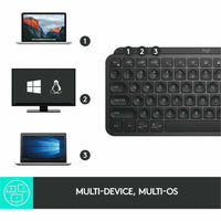 Logitech MX Keys Mini Wireless Backlit Keyboard - Smart Illumination, Multi-Device Connectivity, USB-C Rechargeable