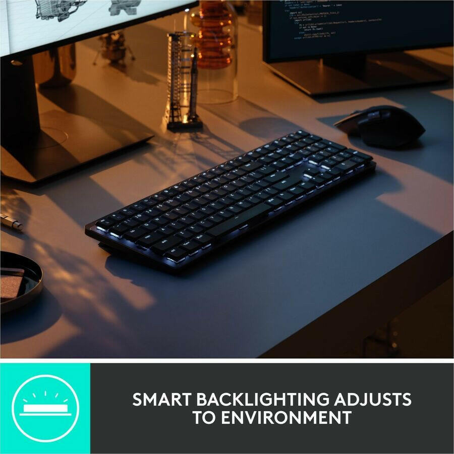 Logitech MX Mechanical Wireless Keyboard - Tactile Low-Profile Keys, Backlit Illumination, Multi-Device