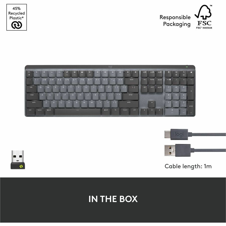 Logitech MX Mechanical Wireless Keyboard - Tactile Low-Profile Keys, Backlit Illumination, Multi-Device