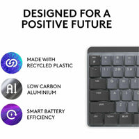 Logitech MX Mechanical Wireless Keyboard - Tactile Low-Profile Keys, Backlit Illumination, Multi-Device